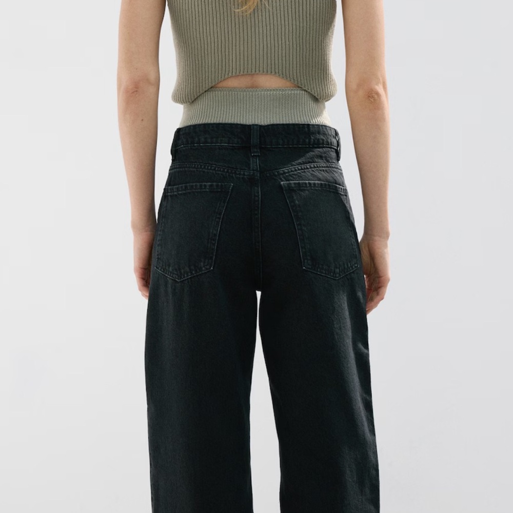 Mango Danila High-Rise Wide-Leg Black Jeans Size 12. Excellent condition - Picture 4 of 6